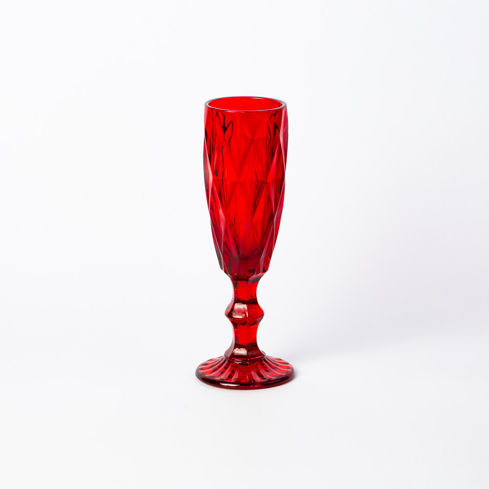 TAÇA DE CHAMPAGNE BICO DE JACA VERMELHA